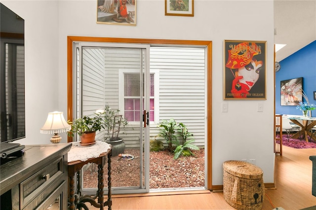 doorway featuring light wood-type flooring