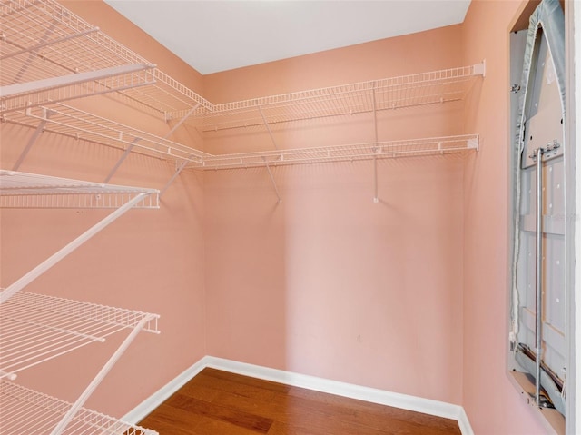 walk in closet featuring hardwood / wood-style floors