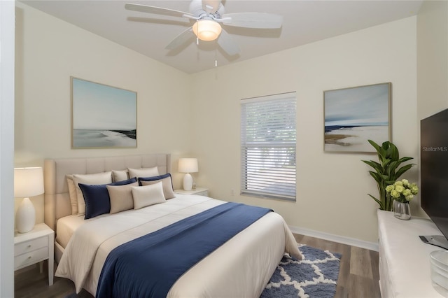 7018 Cascades Ct, Lakeland, FL 33813 - bedroom featuring wood finished floors, baseboards, and ceiling fan