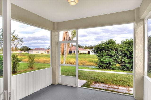 view of unfurnished sunroom