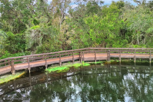 view of dock featuring a water view