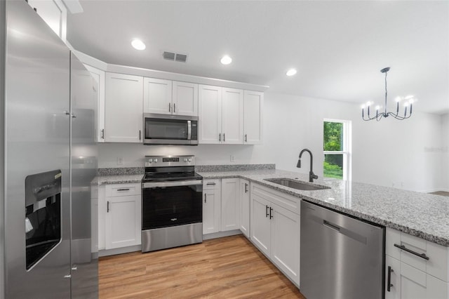 kitchen with sink, white cabinets, and appliances with stainless steel finishes