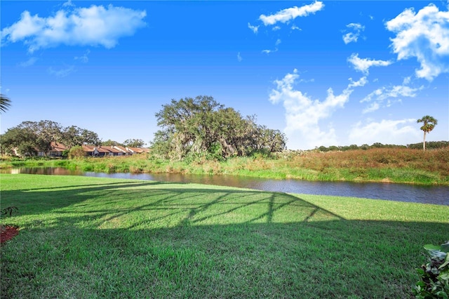 view of yard featuring a water view