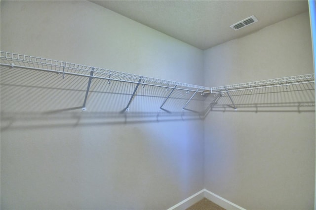 spacious closet with visible vents