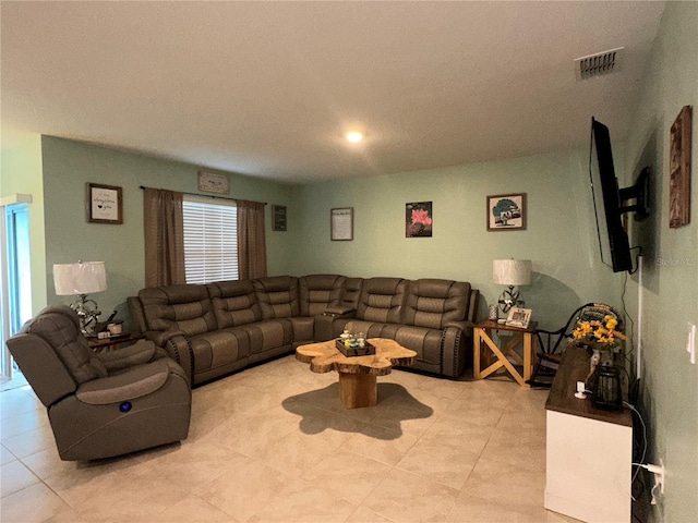 view of tiled living room