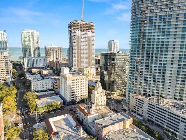 property's view of city featuring a water view