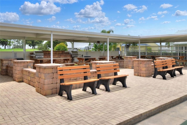 view of home's community with a patio area and exterior kitchen