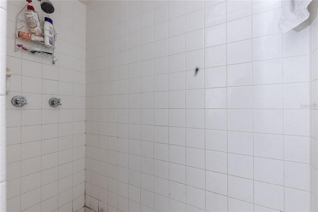 bathroom with a tile shower