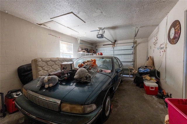 garage with a garage door opener