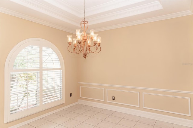 2638 E Knights Griffin Rd, Plant City, FL 33565 - unfurnished room with ornamental molding, a chandelier, and light tile patterned floors