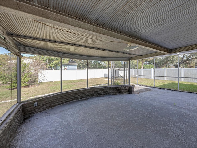 view of unfurnished sunroom