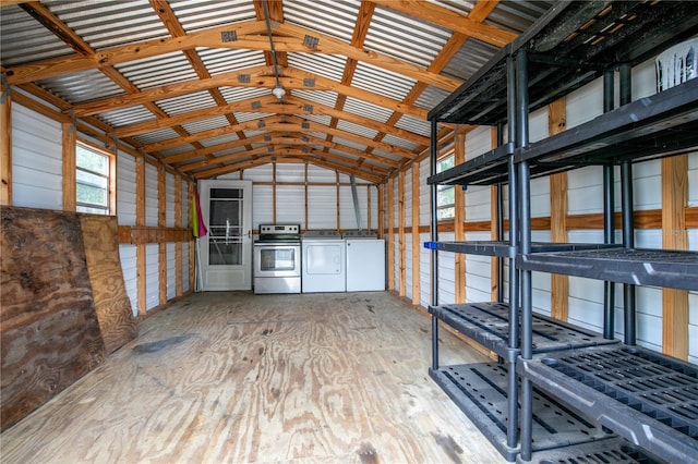 storage area with independent washer and dryer