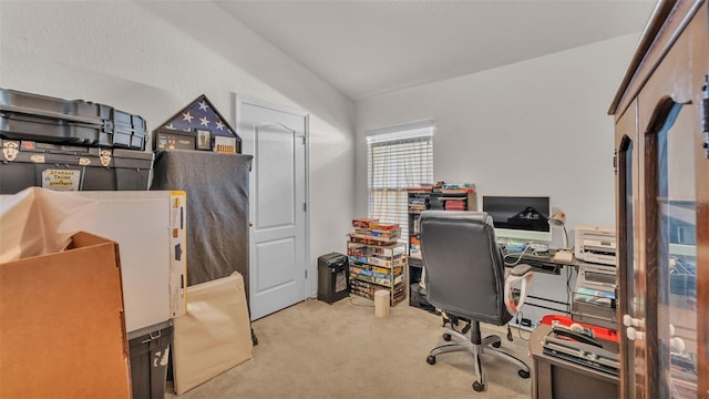 view of carpeted home office