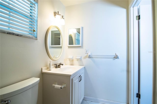 half bathroom featuring toilet and vanity