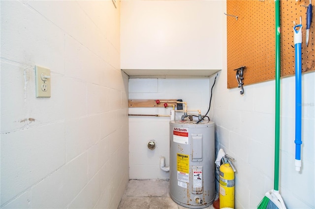 utility room with water heater