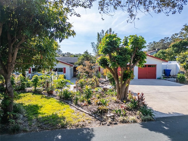 obstructed view of property with a garage and driveway