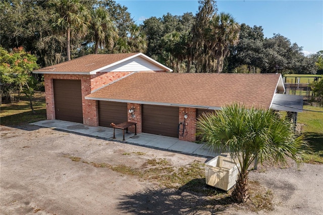 exterior space featuring a garage