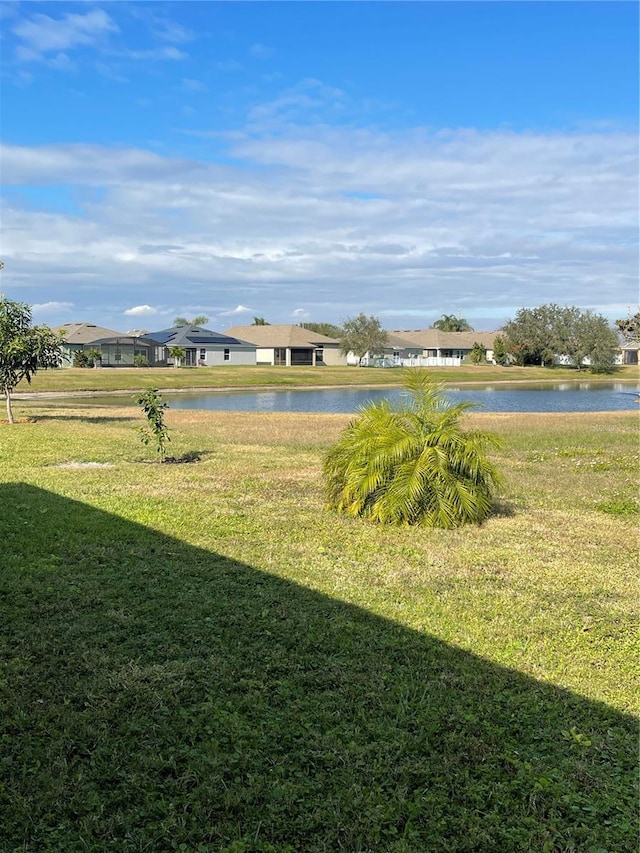 view of yard with a water view