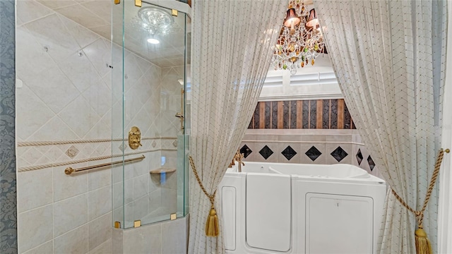 bathroom with plus walk in shower