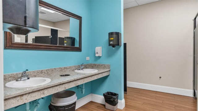 bathroom with hardwood / wood-style flooring and sink