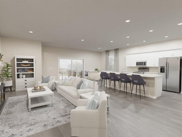 living room with light wood-type flooring