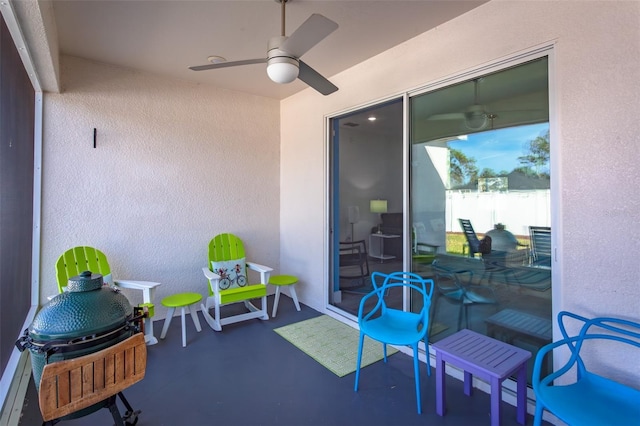 view of patio with ceiling fan