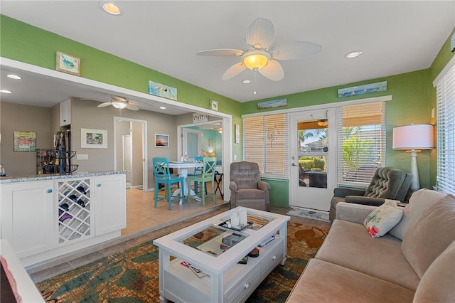 view of tiled living room