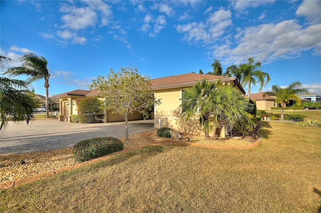 view of front of home with a front yard