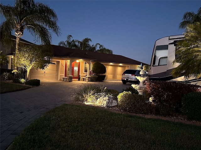 view of front of house with a garage