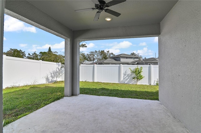 view of patio with ceiling fan