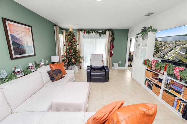 view of tiled living room