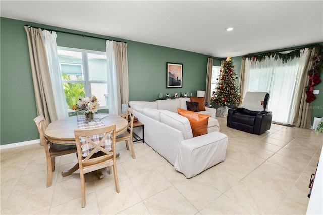 view of tiled living room