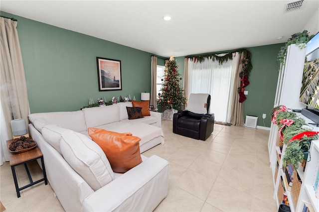 view of tiled living room