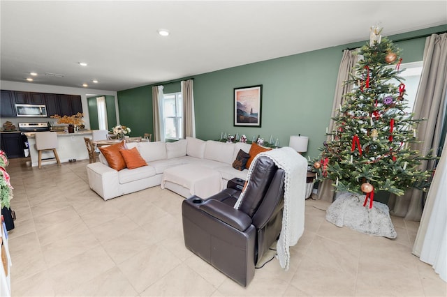 view of tiled living room