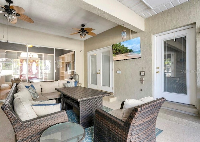 view of patio / terrace with outdoor lounge area and french doors