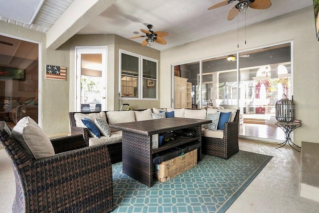 view of patio / terrace featuring an outdoor hangout area and ceiling fan