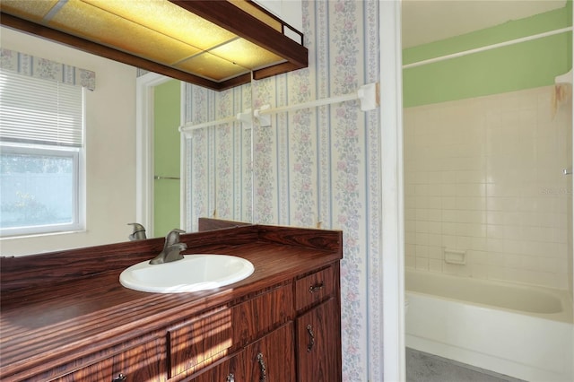 bathroom featuring vanity and shower / washtub combination