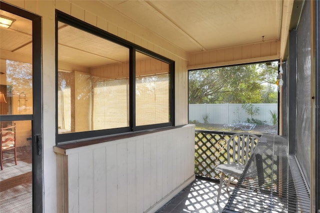 view of unfurnished sunroom