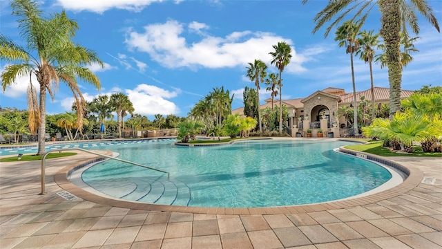 view of pool featuring a patio