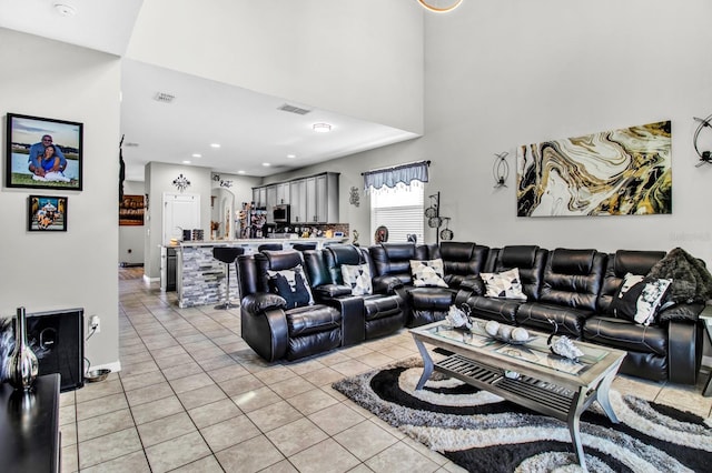 view of tiled living room