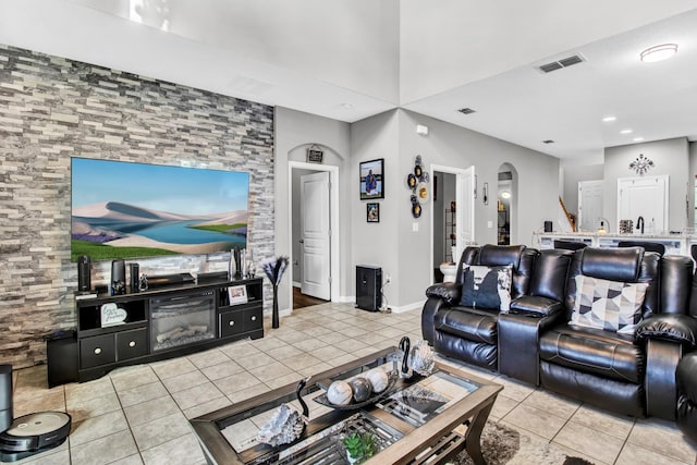 view of tiled living room