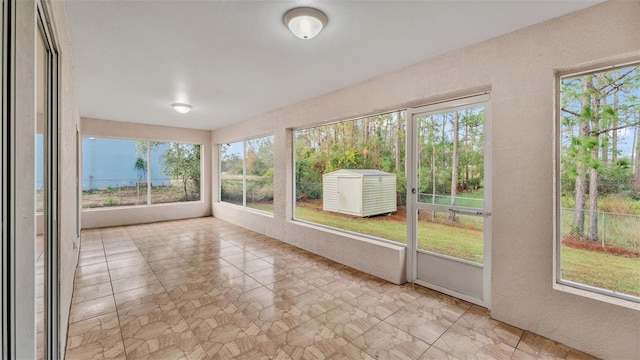 view of unfurnished sunroom