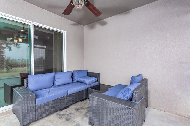 view of patio / terrace featuring ceiling fan