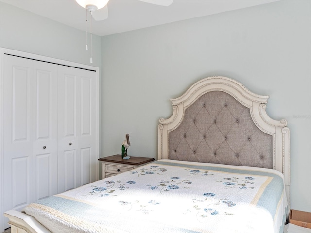 bedroom with a closet and ceiling fan