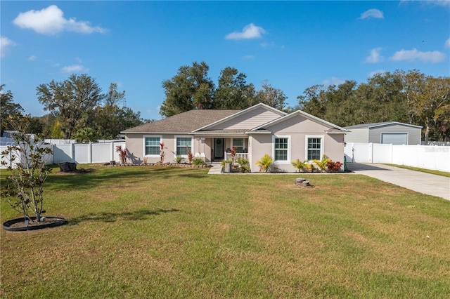 ranch-style home with a front yard