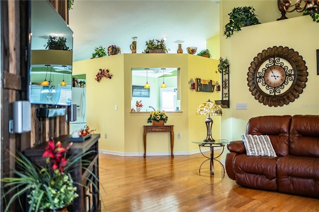 living room with hardwood / wood-style floors