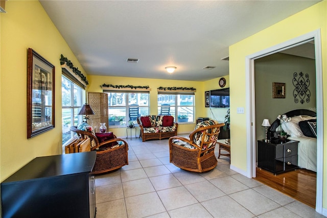 view of tiled living room