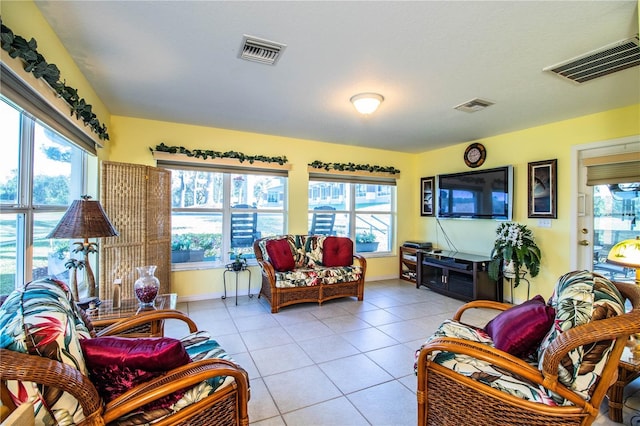 view of tiled living room