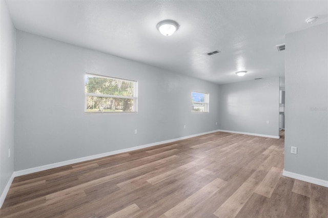 empty room with a wealth of natural light and light wood-type flooring