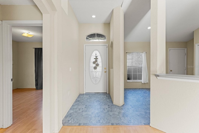 entrance foyer with light hardwood / wood-style flooring